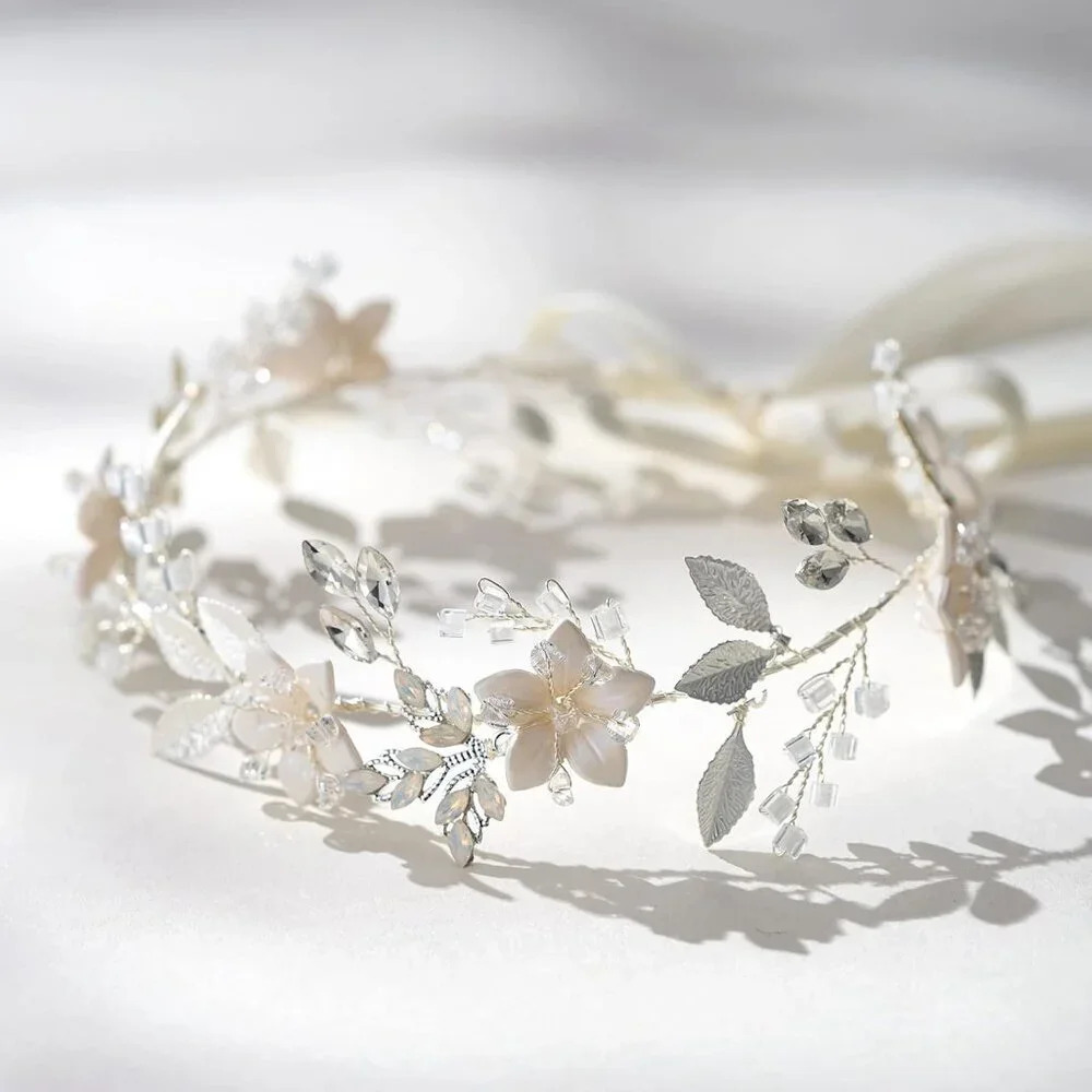 ❤️Women Sliver Handmade Bridal Headband Hair Accessories Hair Pieces Floral - Picture 6 of 7